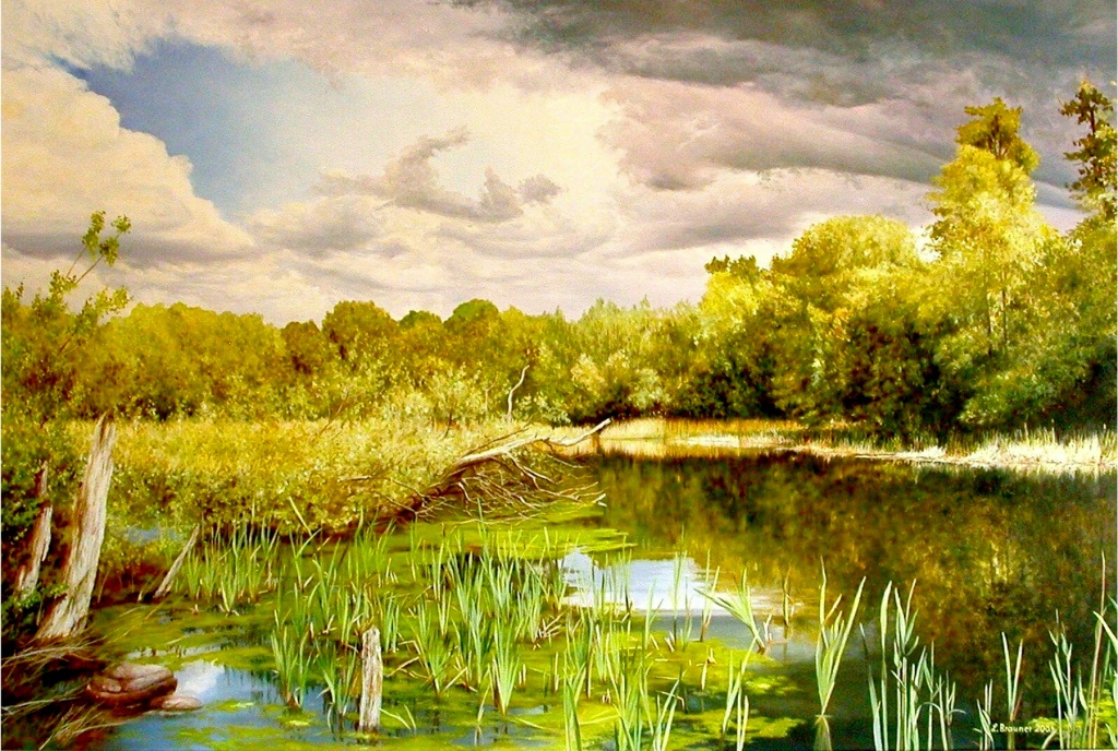 </p>
<h3>
<p style="color:#ffffff";>Lake in Reichenow</h3>
<p></P>oil on canvas<br />120 x 2000 cm