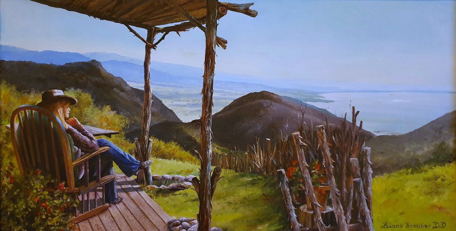 Contemplating — a view from the porch, looking out over Golden Bay